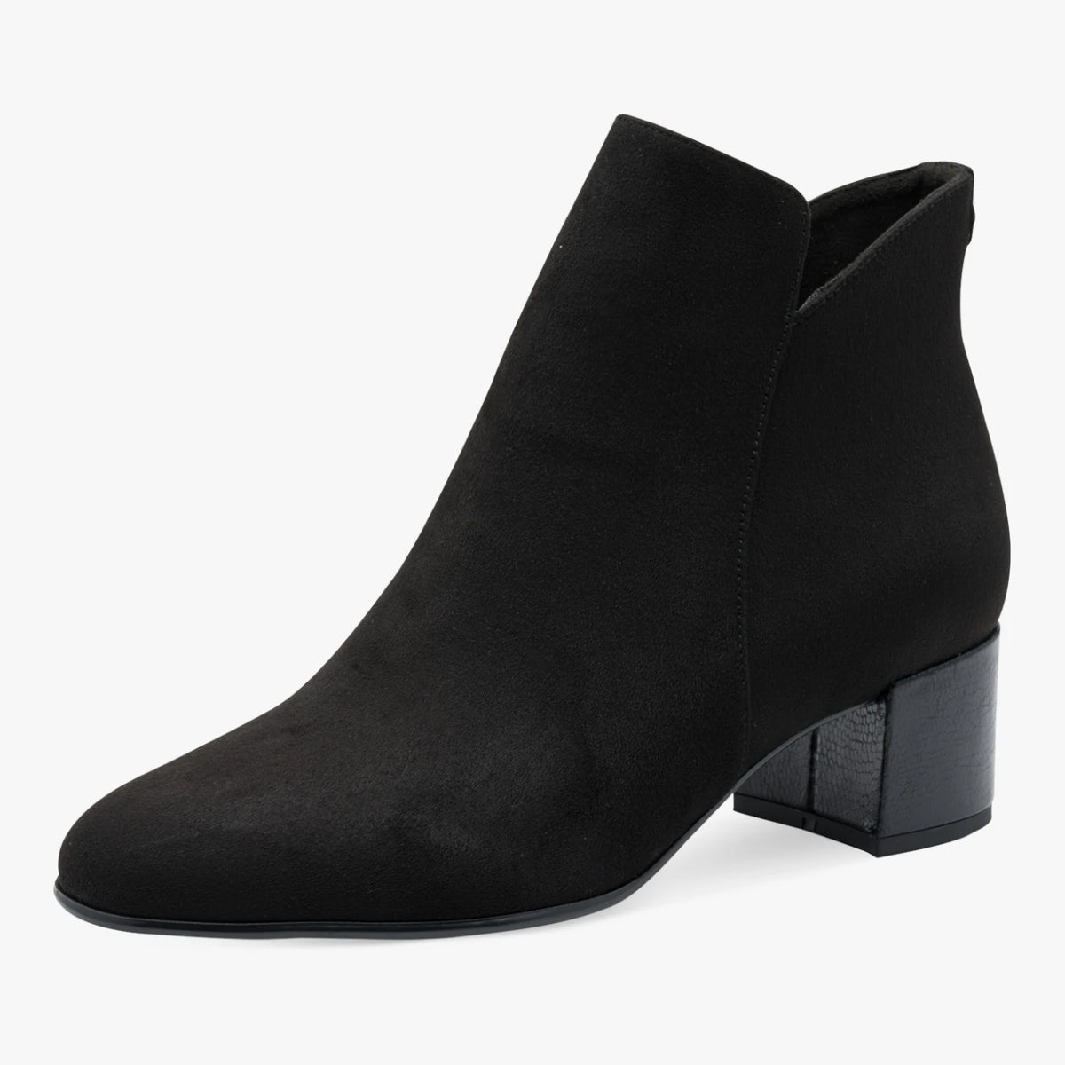 Tamaris Black Suede-Effect Block Heel Ankle Boots