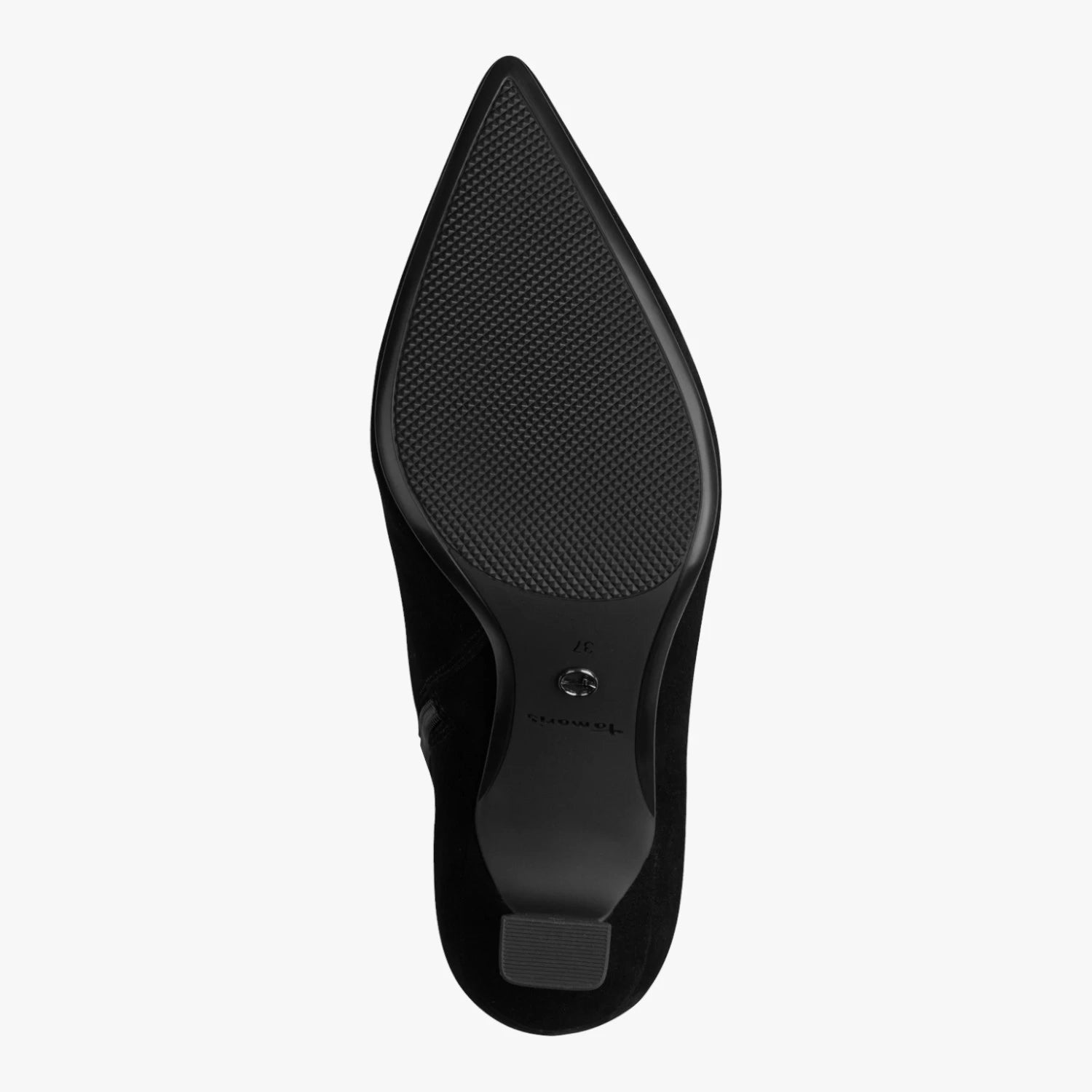 Tamaris Black Leather Pointed Toe Ankle Boots