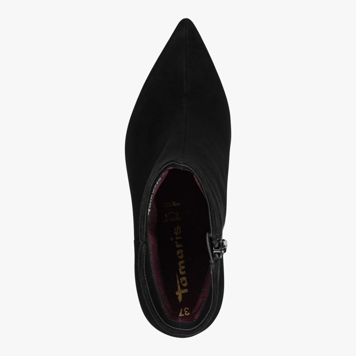 Tamaris Black Leather Pointed Toe Ankle Boots