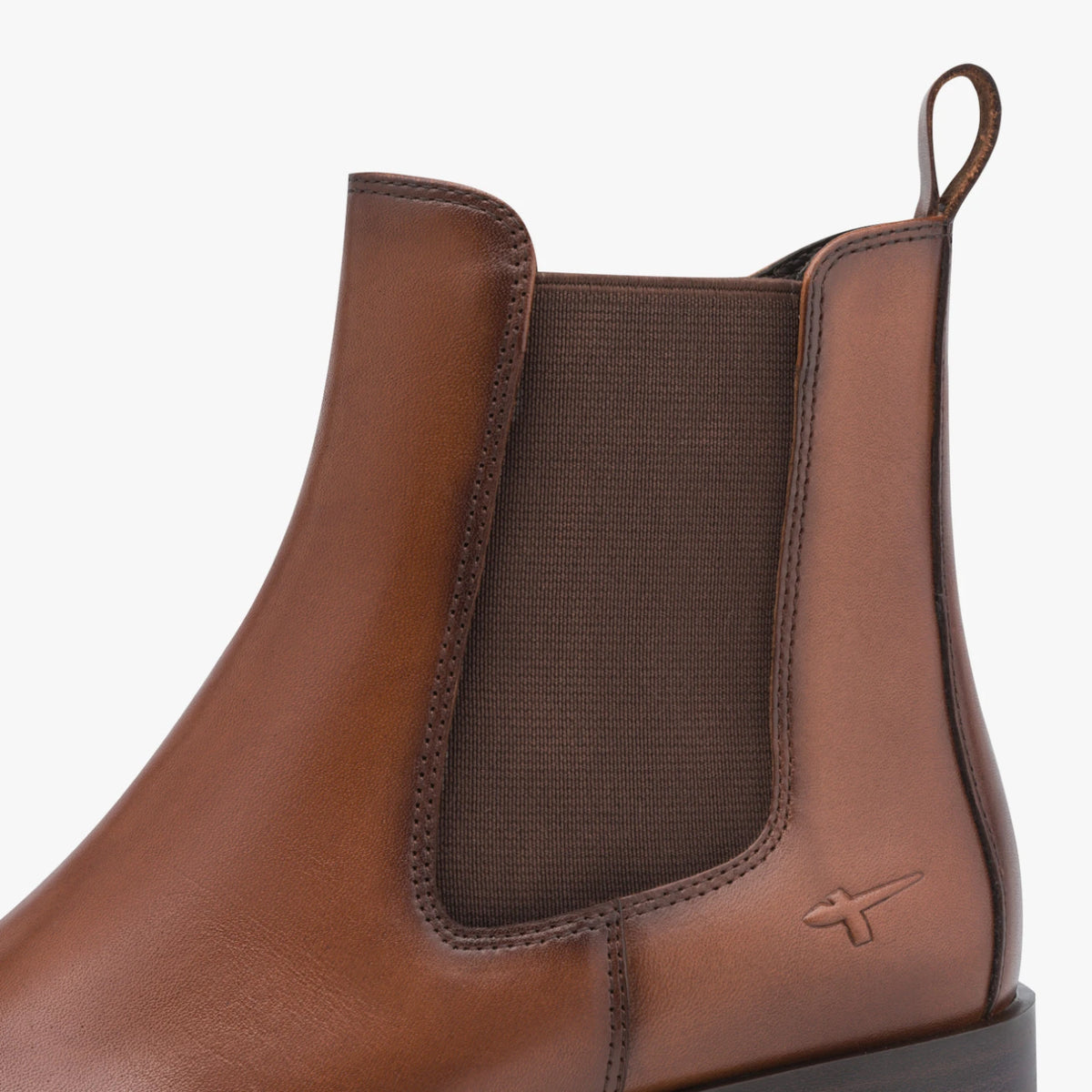 Tamaris Cognac Leather Low-Heel Chelsea Ankle Boots