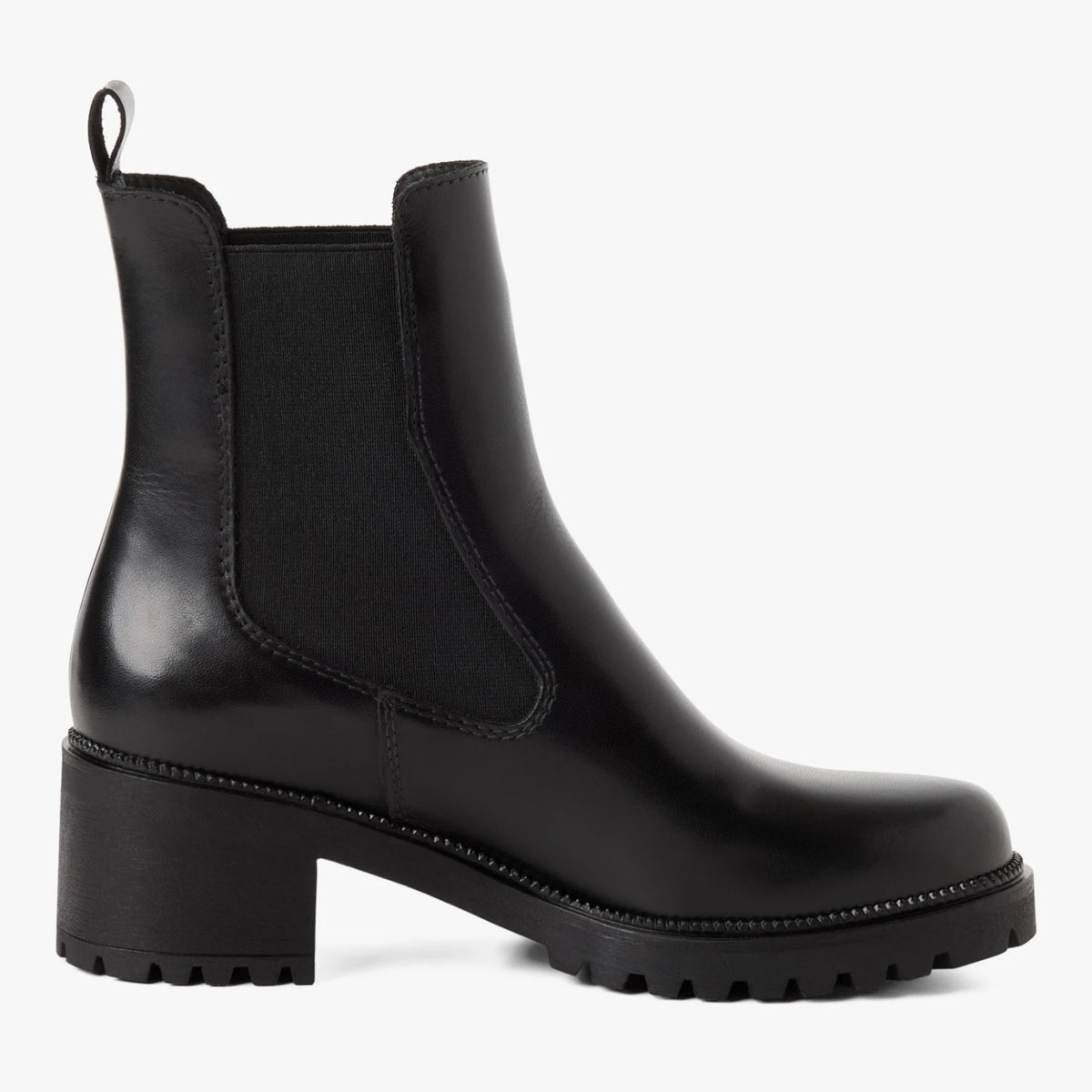 Tamaris Black Leather Block Heel Chelsea Boots