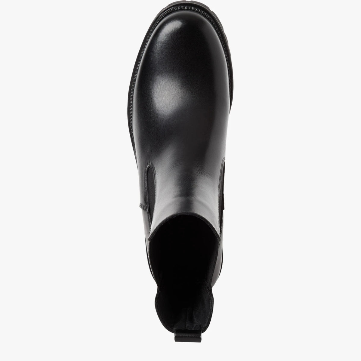 Tamaris Black Leather Block Heel Chelsea Boots