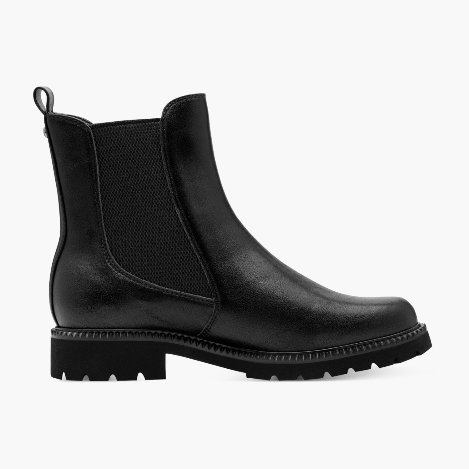 Tamaris Black Chelsea Boots with Block Heel & TOUCH-IT Comfort - Leavys Shoes
