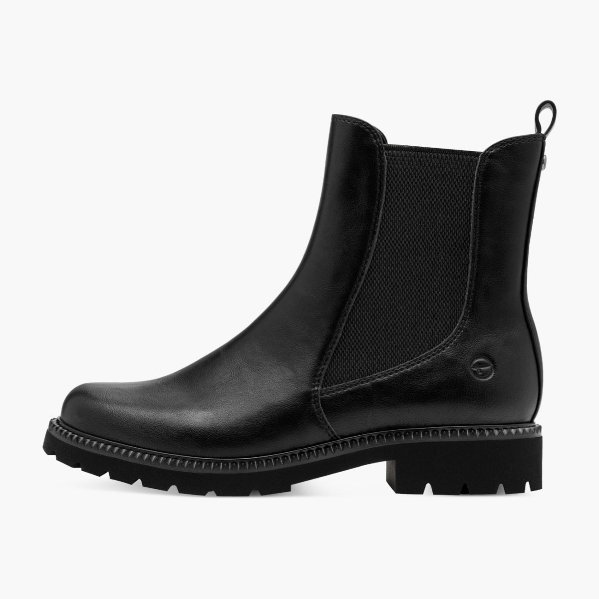 Tamaris Black Chelsea Boots with Block Heel &amp; TOUCH-IT Comfort - Leavys Shoes
