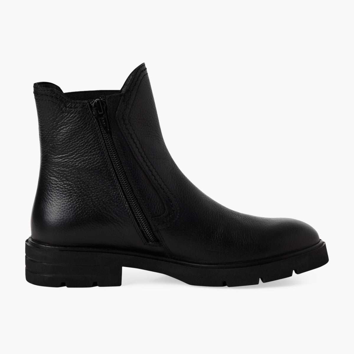 Tamaris Black Leather Chelsea Boots with Zip & Block Heel - Leavys Shoes