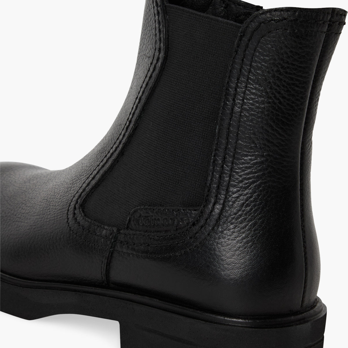Tamaris Black Leather Chelsea Boots with Zip & Block Heel - Leavys Shoes