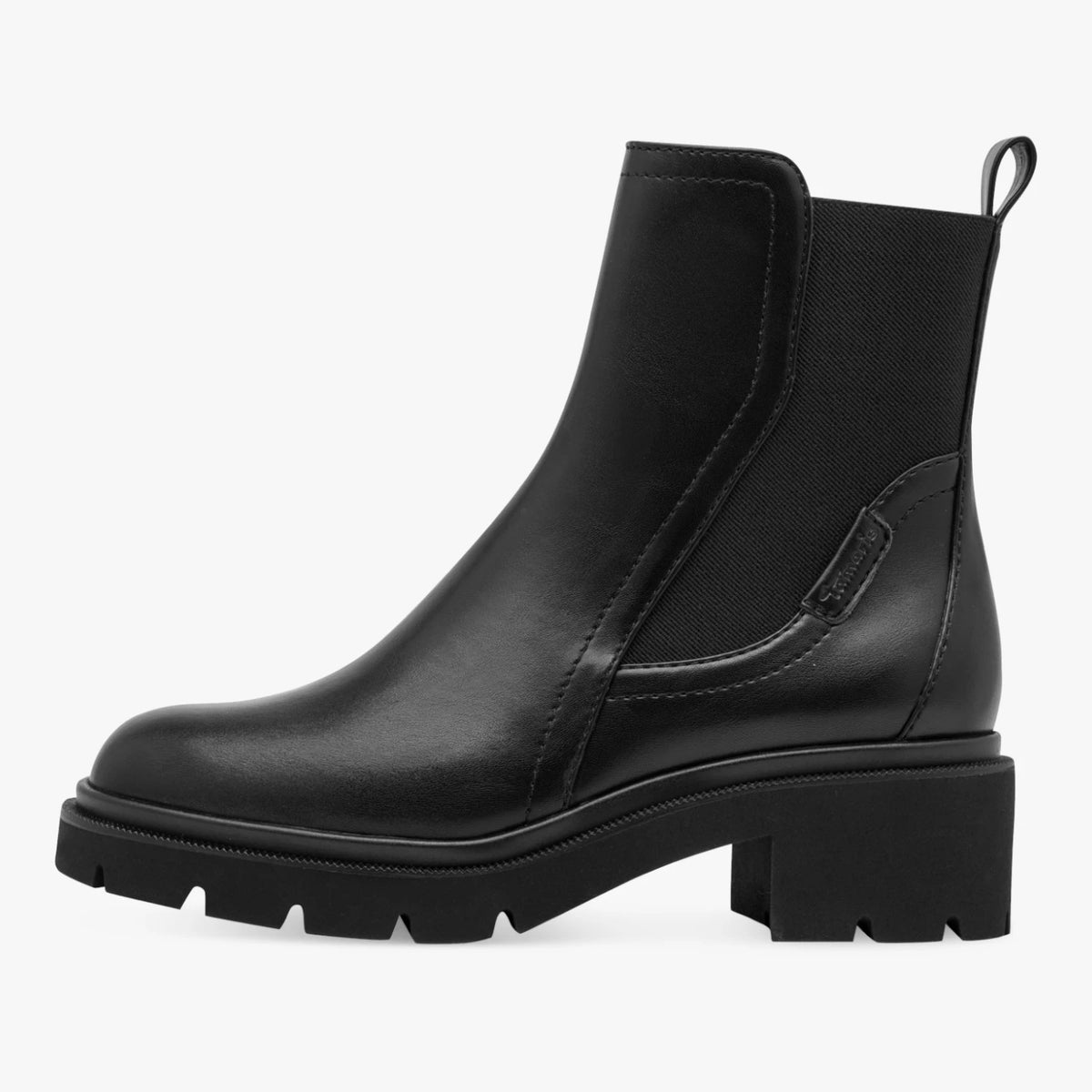 Tamaris Black Chunky Sole Chelsea Boots