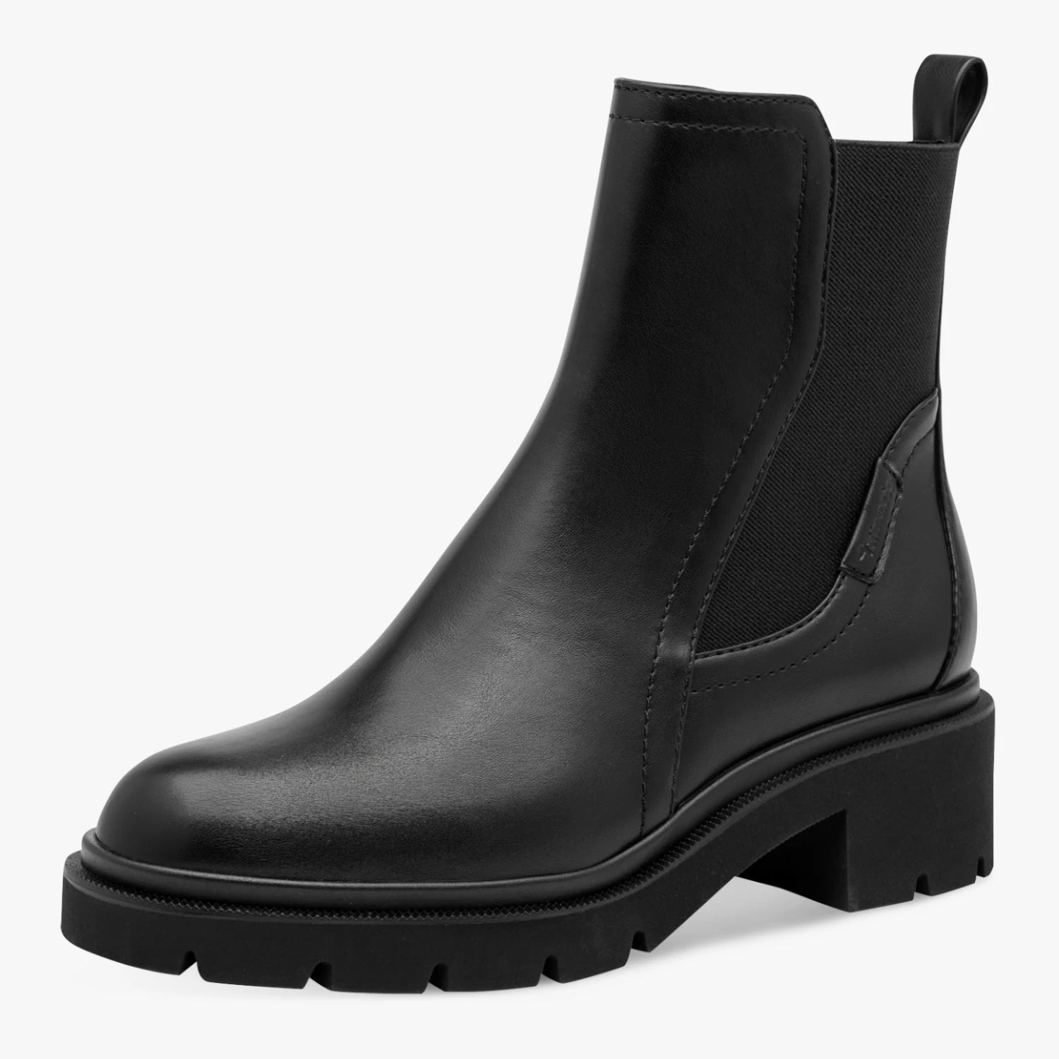 Tamaris Black Chunky Sole Chelsea Boots