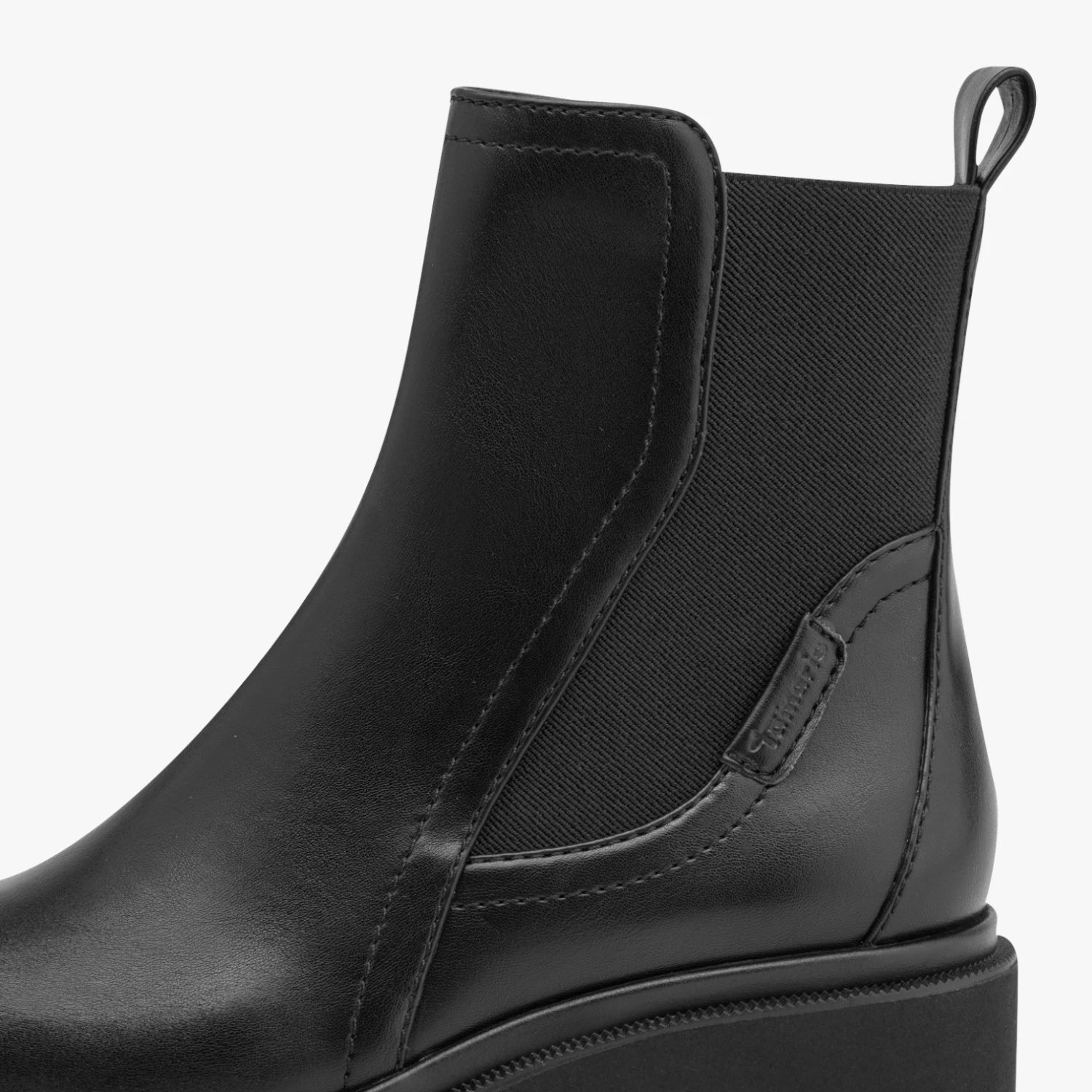Tamaris Black Chunky Sole Chelsea Boots