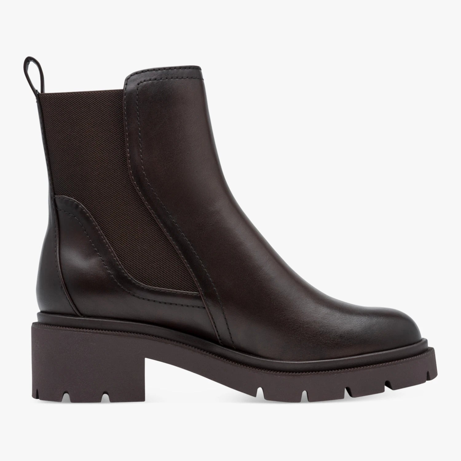 Tamaris Chocolate Brown Chunky Sole Chelsea Boots