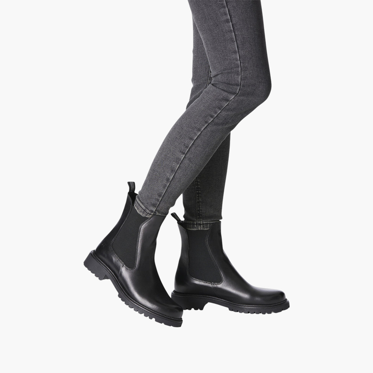 Tamaris Black Chelsea Boots with Block Heel - Leavys Shoes