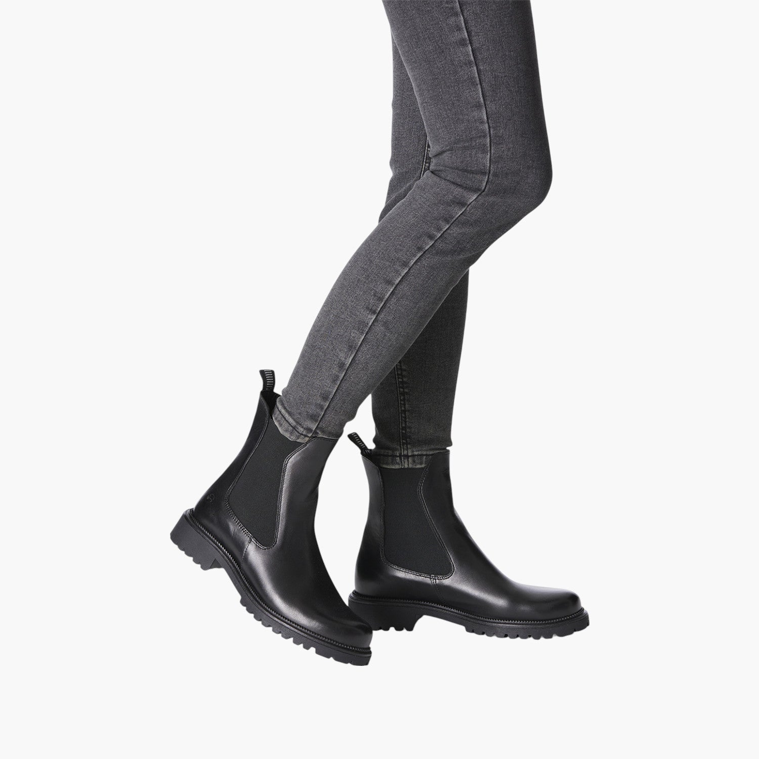 Tamaris Black Chelsea Boots with Block Heel - Leavys Shoes