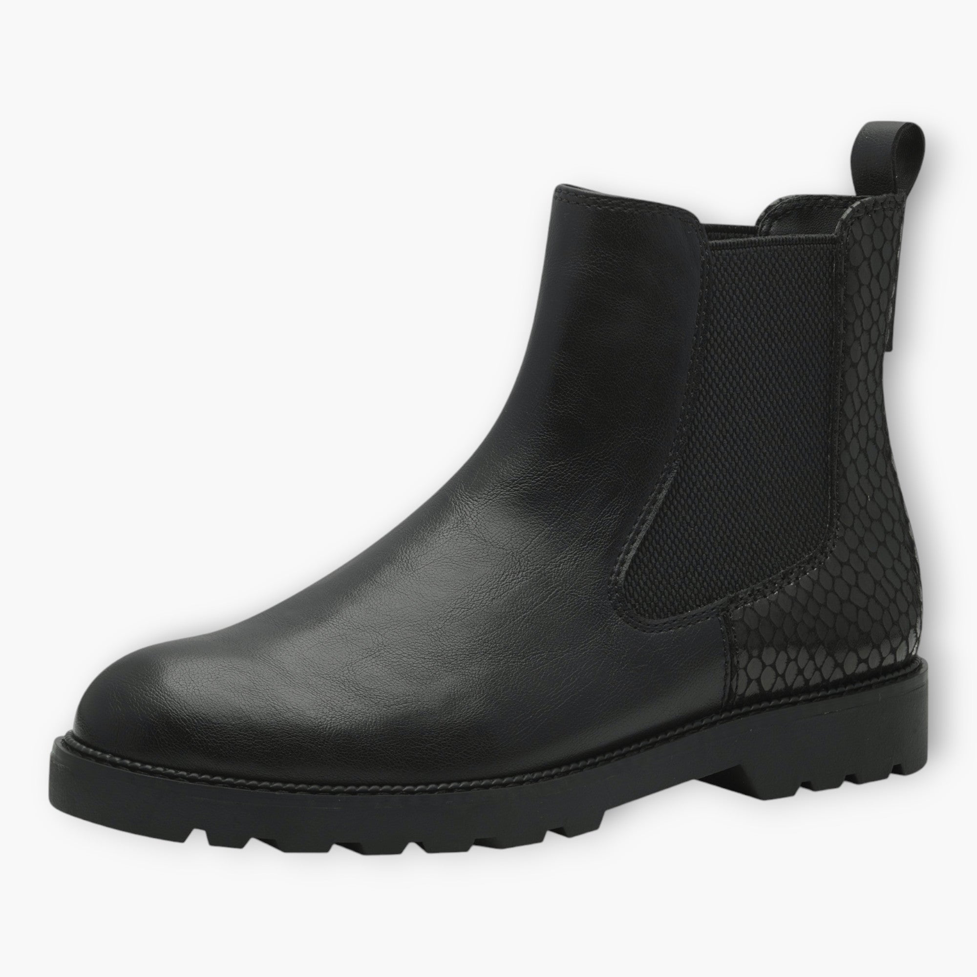 Tamaris Black Chelsea Boots with Chunky Sole - Leavys Shoes