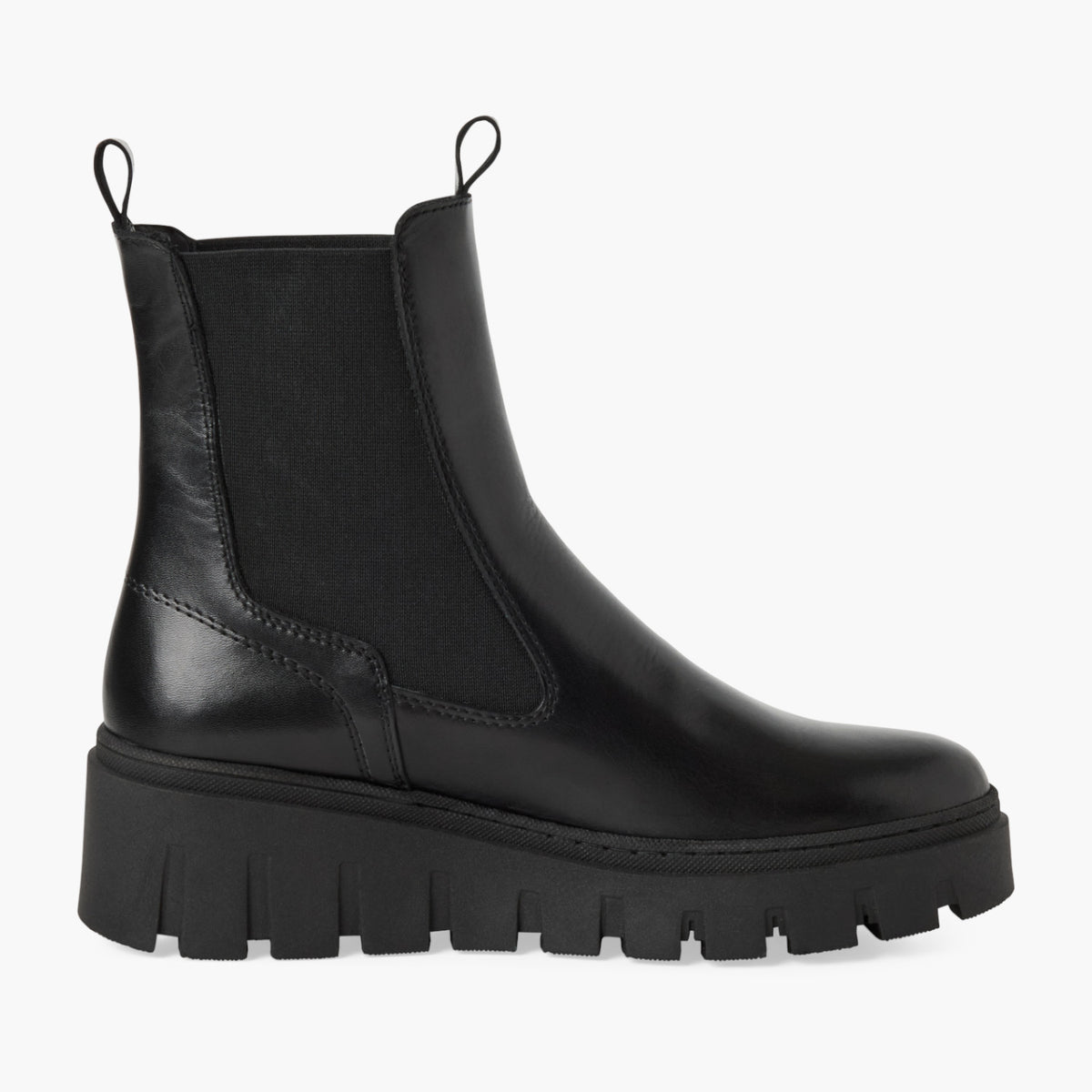 Tamaris Black Platform Chelsea Boots with Block Heel - Leavys Shoes