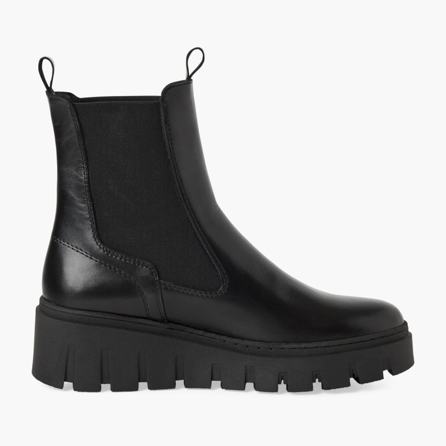 Tamaris Black Platform Chelsea Boots with Block Heel - Leavys Shoes