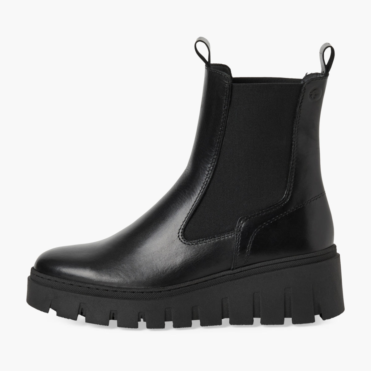 Tamaris Black Platform Chelsea Boots with Block Heel - Leavys Shoes