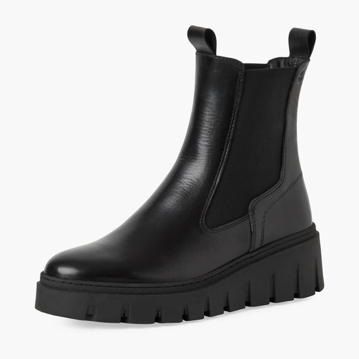 Tamaris Black Platform Chelsea Boots with Block Heel - Leavys Shoes