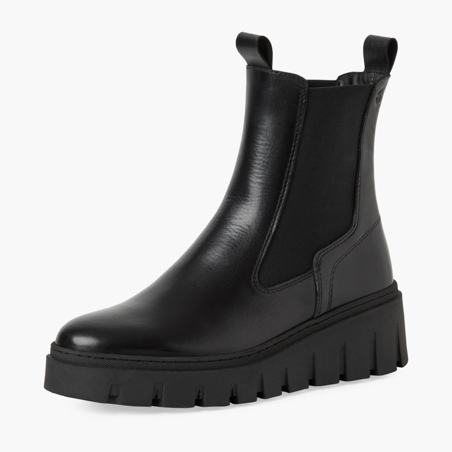 Tamaris Black Platform Chelsea Boots with Block Heel - Leavys Shoes