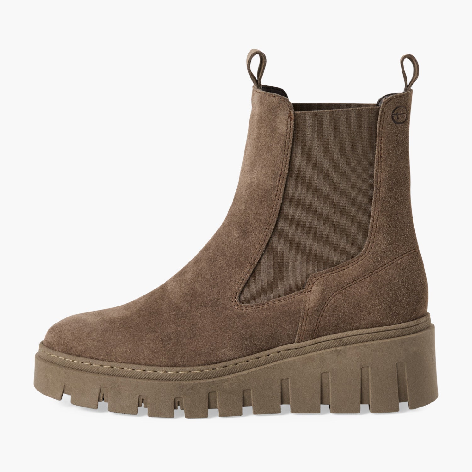 Tamaris Taupe Platform Chelsea Boots with 75mm Heel - Leavys Shoes