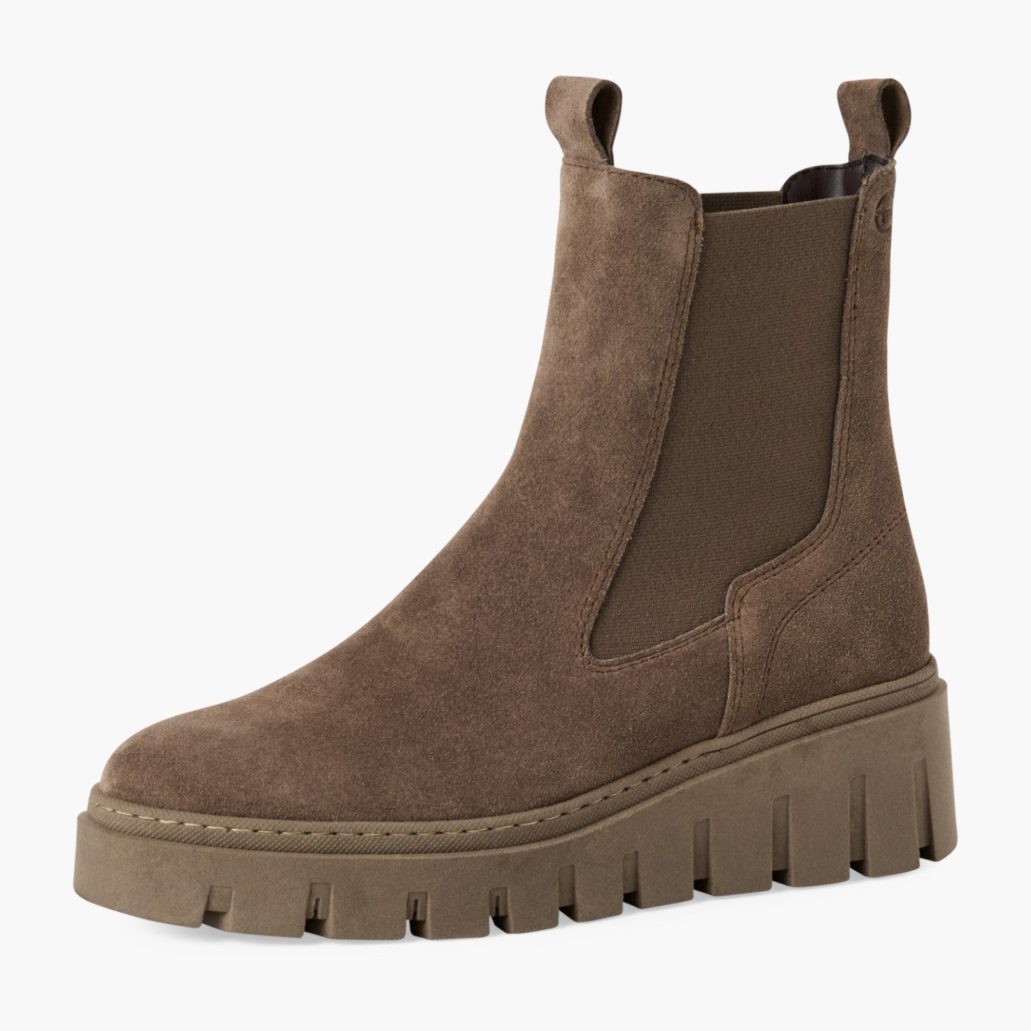 Tamaris Taupe Platform Chelsea Boots with 75mm Heel - Leavys Shoes