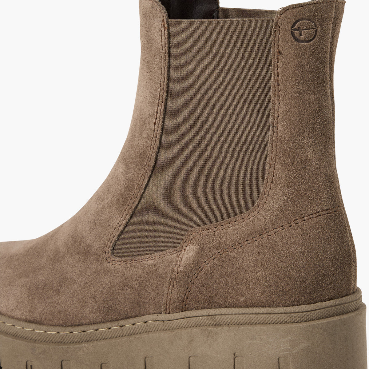 Tamaris Taupe Platform Chelsea Boots with 75mm Heel - Leavys Shoes