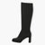 Tamaris Black Faux Suede Knee-High Boots - Block Heel, Stretch Fit & Vegan