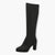 Tamaris Black Faux Suede Knee-High Boots - Block Heel, Stretch Fit & Vegan