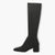 Tamaris Black Faux Suede Knee-High Boots with Block Heel & Stretch Fit