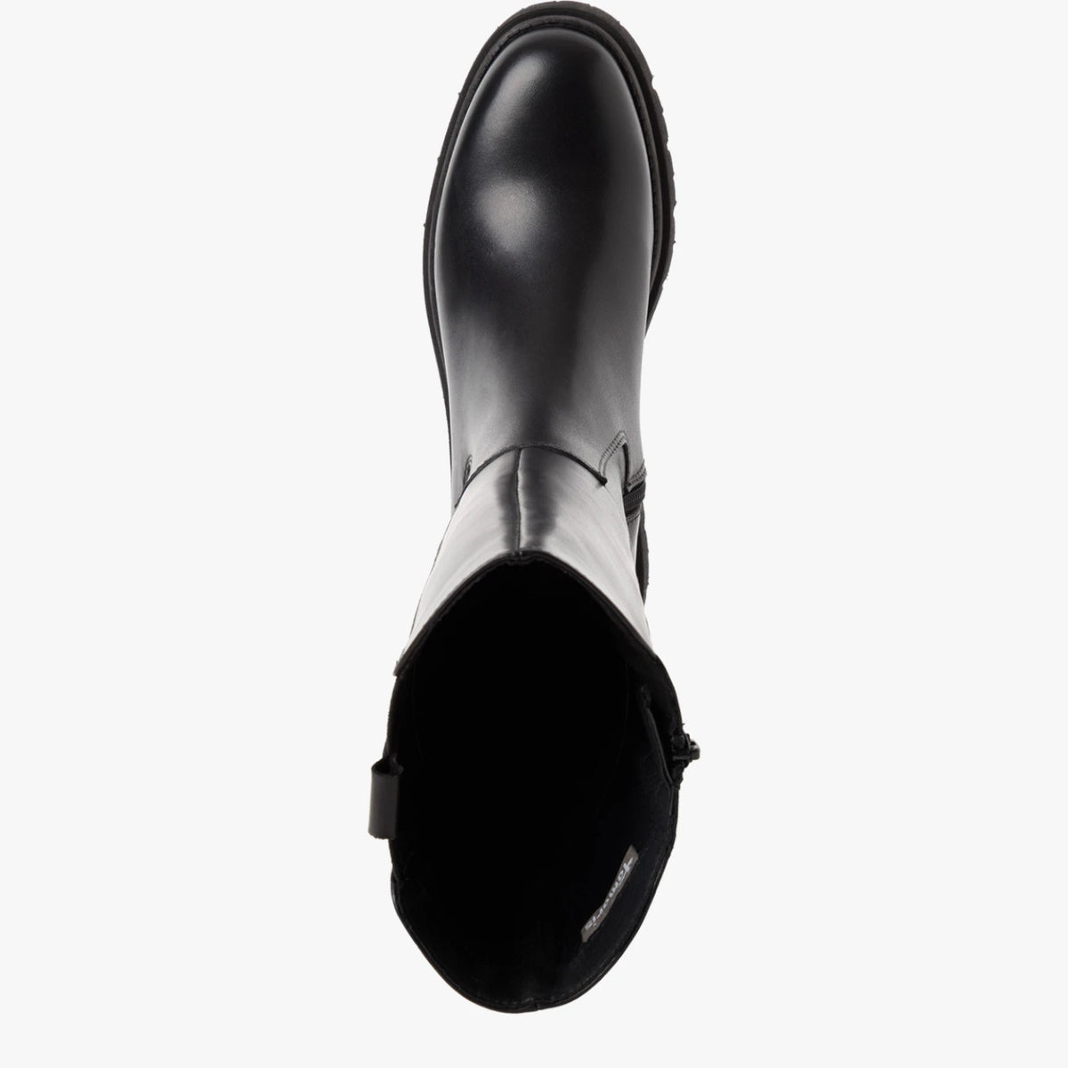 Tamaris Black Leather Chunky Knee-High Boots
