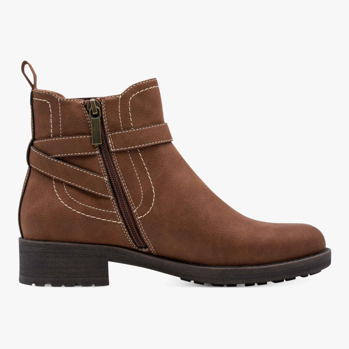 Tamaris Brown Buckle Detail Chelsea Ankle Boots