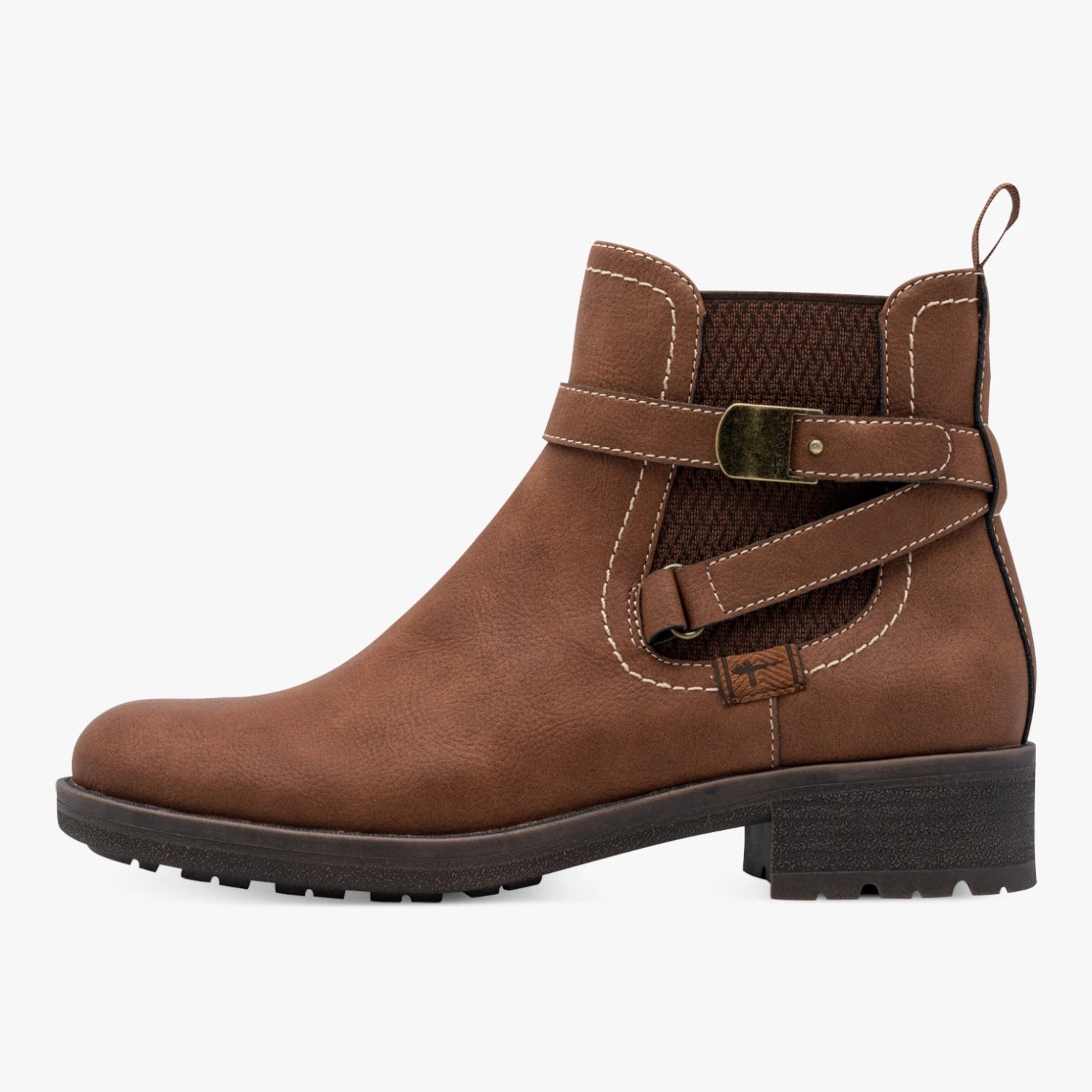 Tamaris Brown Buckle Detail Chelsea Ankle Boots