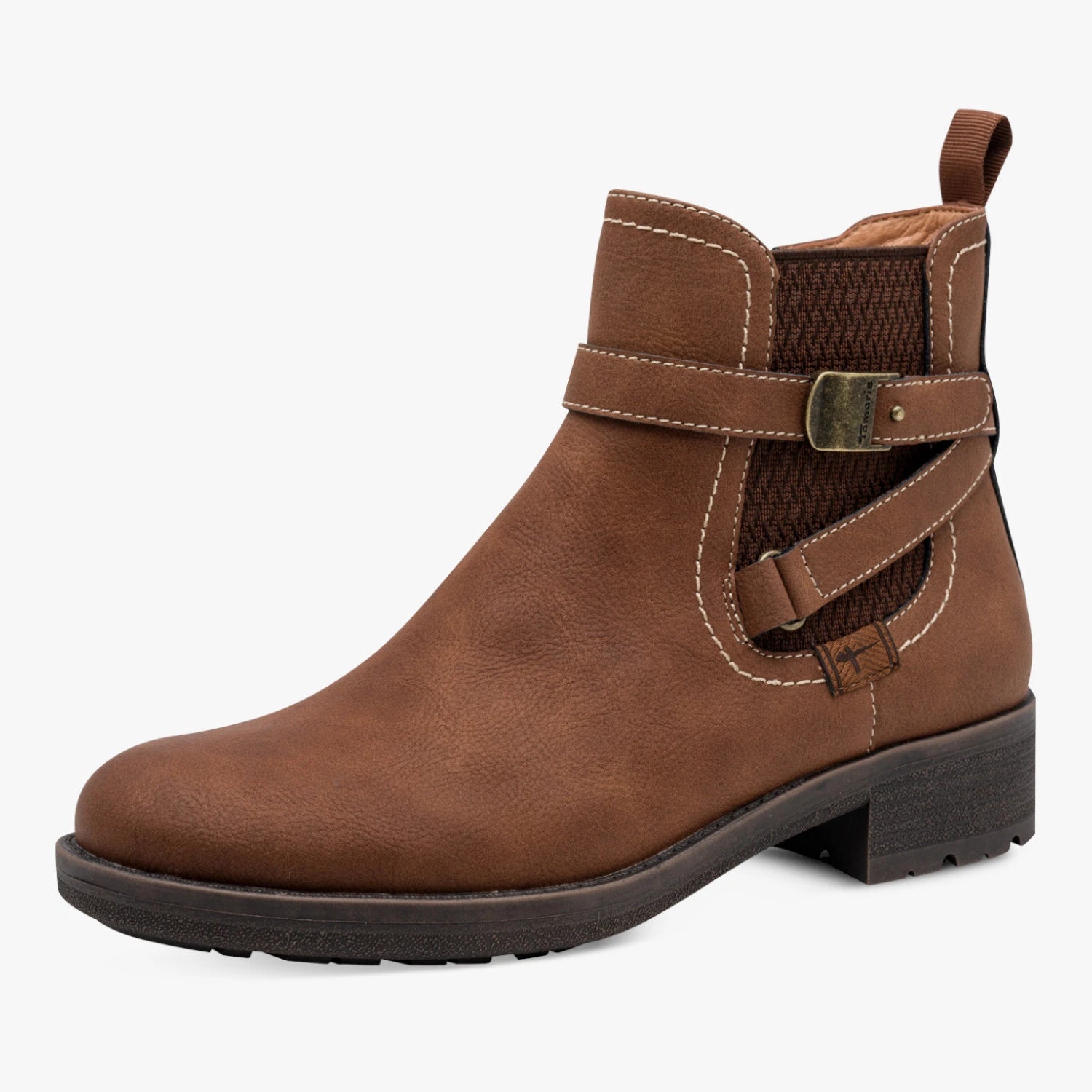 Tamaris Brown Buckle Detail Chelsea Ankle Boots