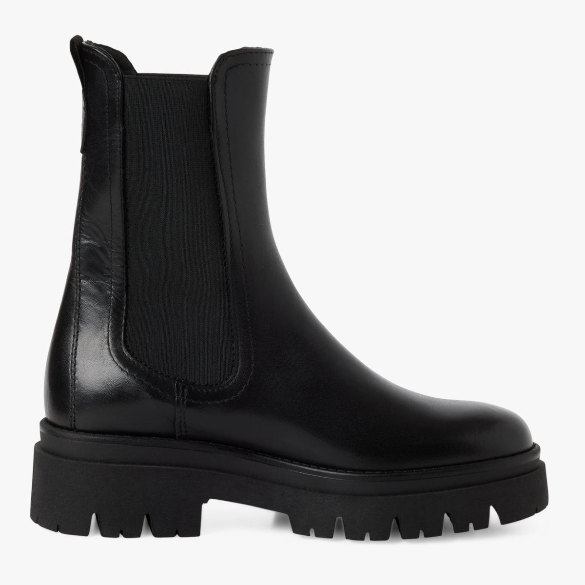Tamaris Black Leather Chunky Chelsea Boots