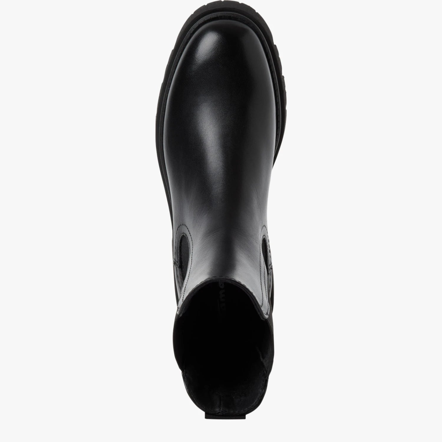 Tamaris Black Leather Chunky Chelsea Boots