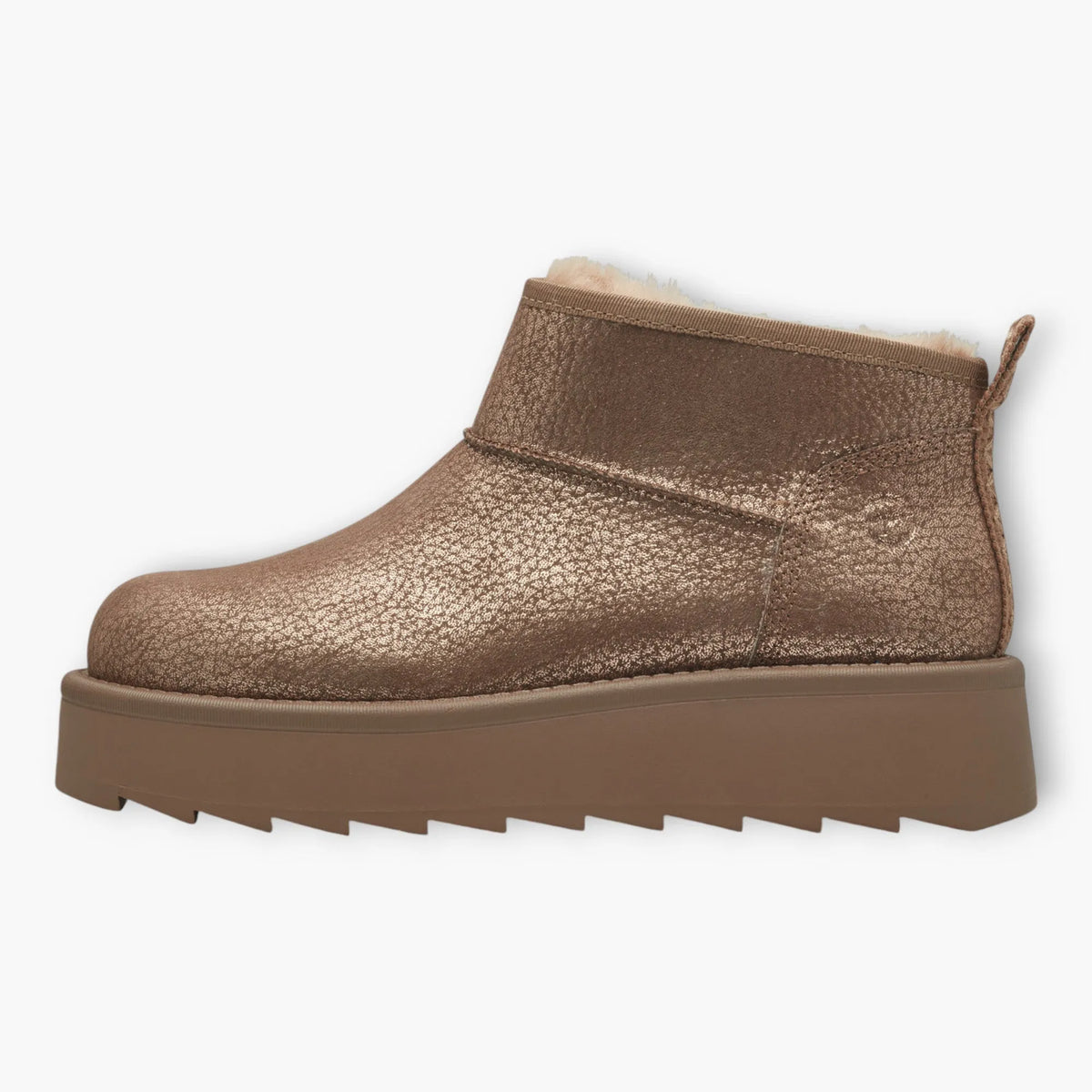 Tamaris Bronze Ankle Boots with Side Zip &amp; Platform Sole - Fur Lined, Super Soft, Comfort Fit - Leavys Shoes