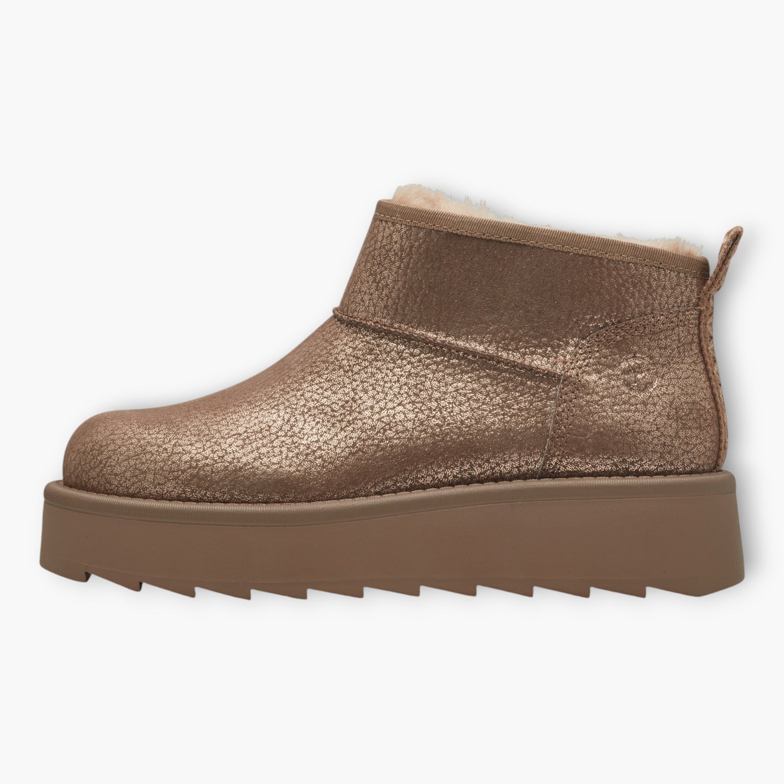 Tamaris Bronze Ankle Boots with Side Zip & Platform Sole - Fur Lined, Super Soft, Comfort Fit - Leavys Shoes