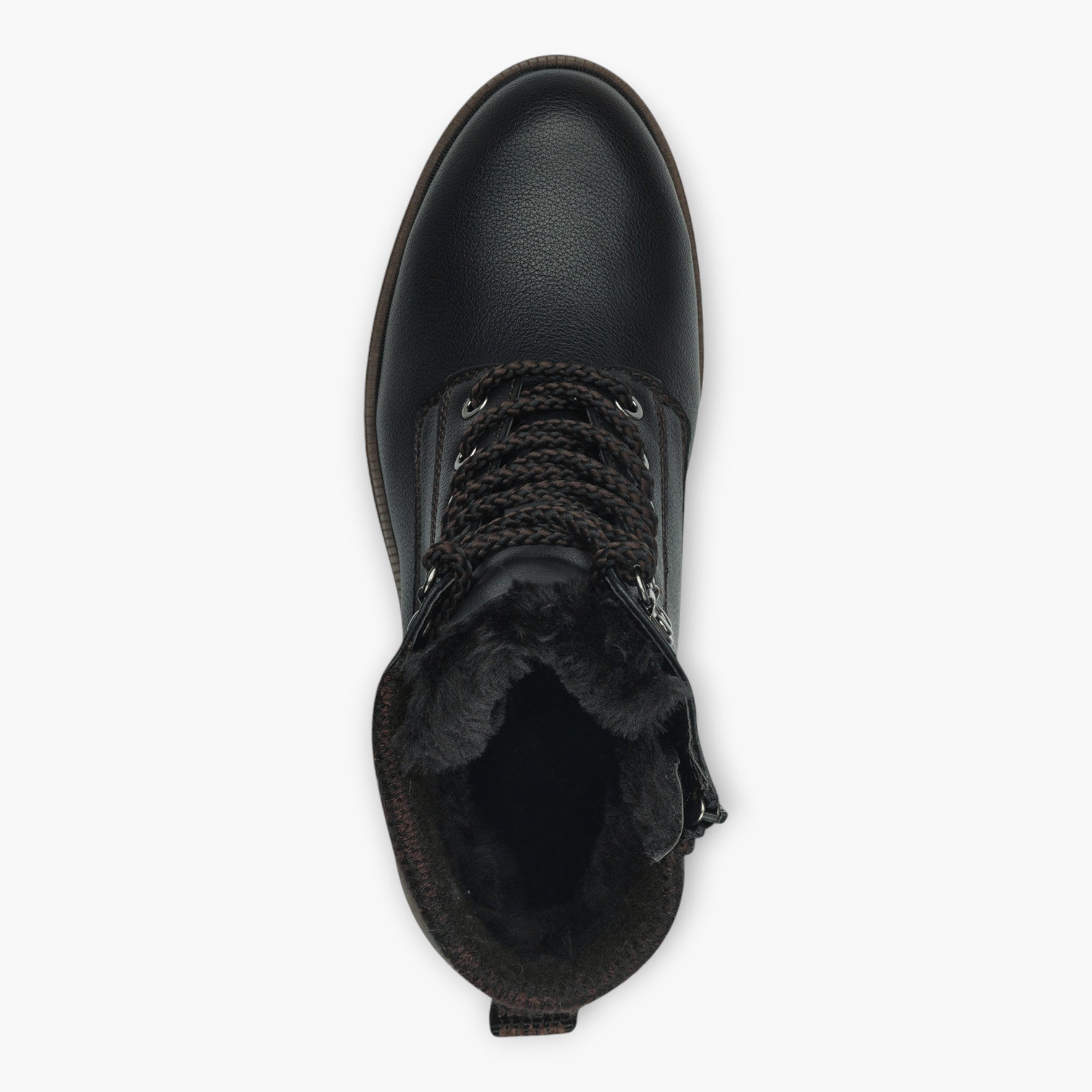 Tamaris Black Boots with Rope-Style Laces & Chunky Sole - DUOTEX, Fur-Lined Tongue, Side Zip, Comfort Fit