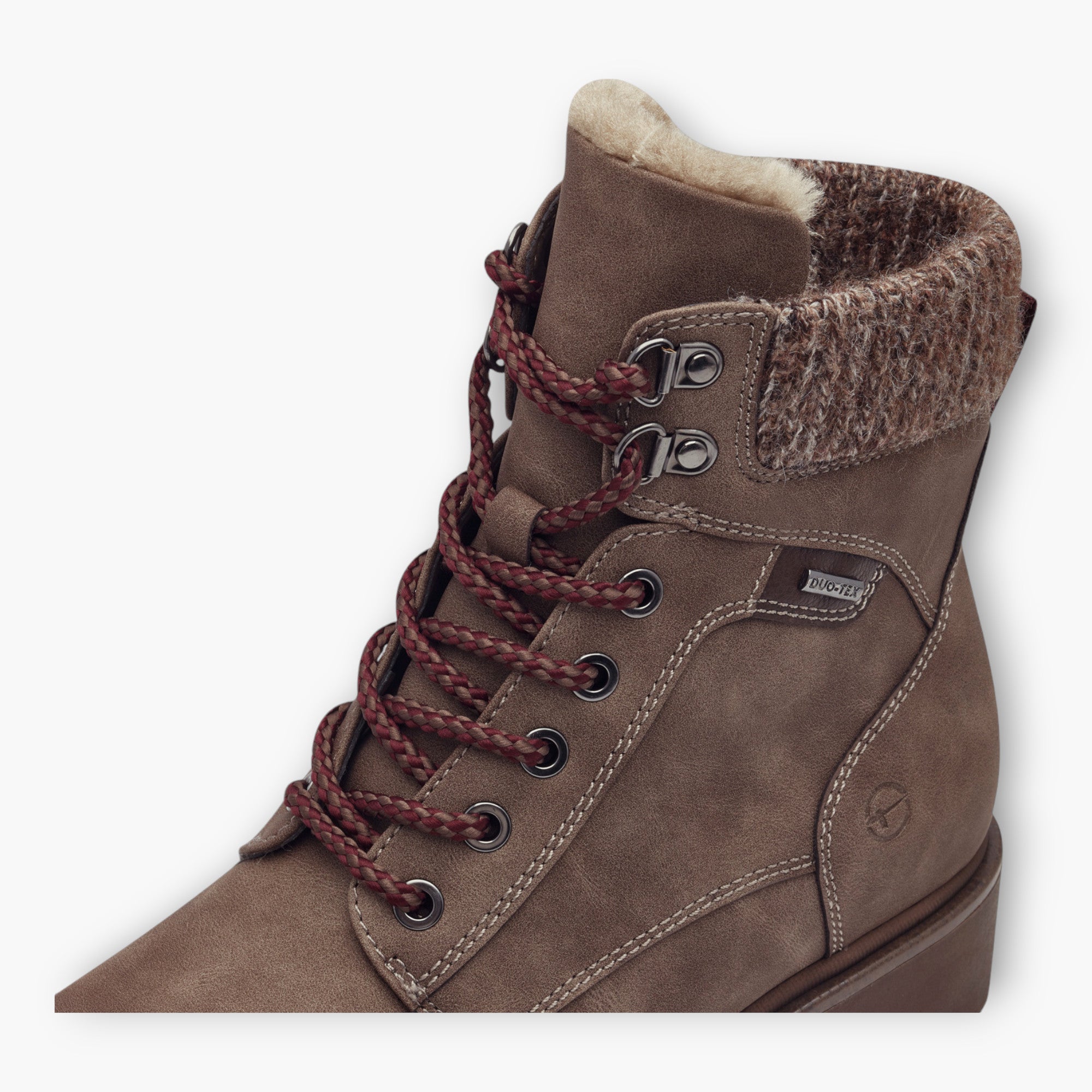 Tamaris Light Brown Boots with Rope-Style Laces & Chunky Sole - Fur-Lined Tongue, Side Zip, Comfort Focused