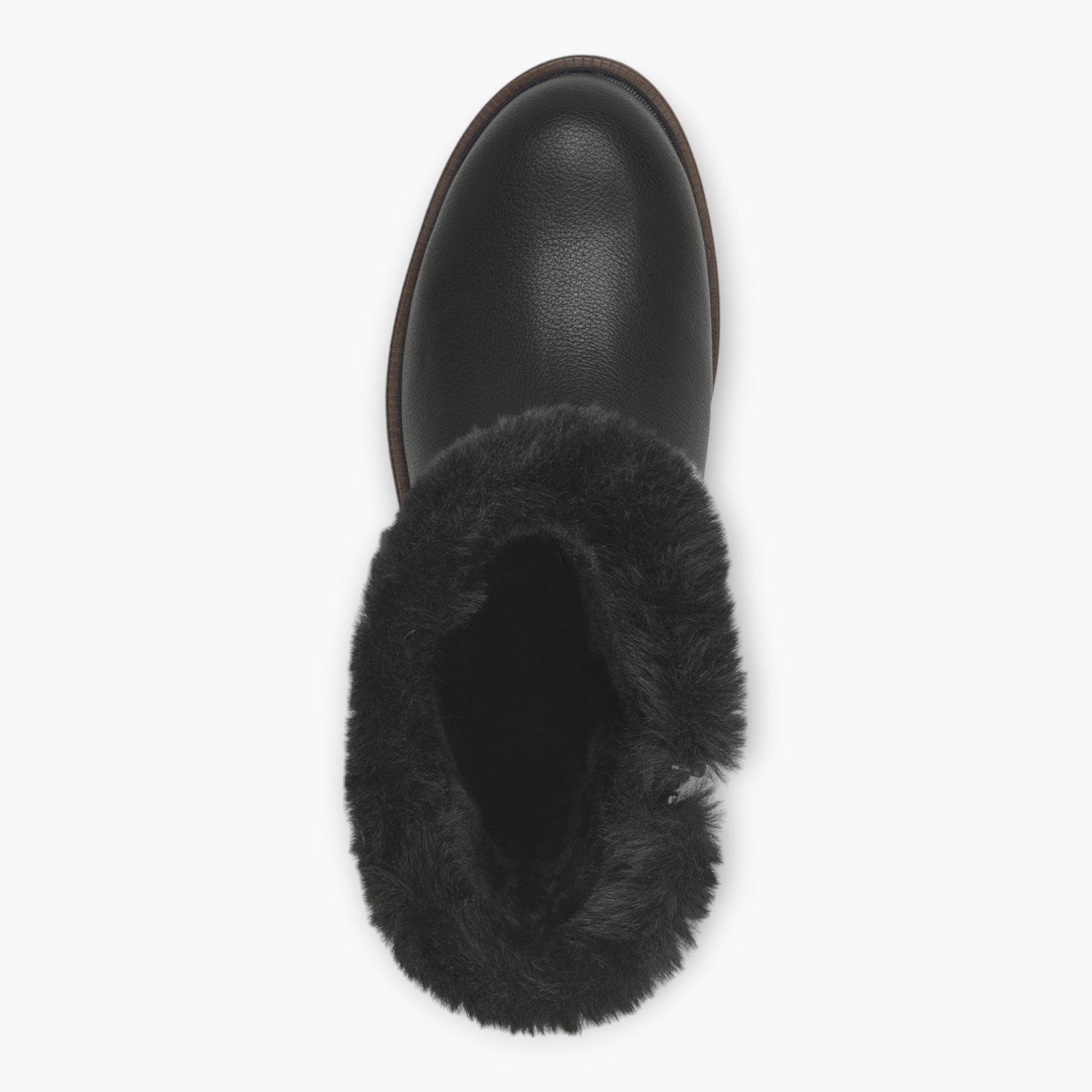 Tamaris Black Boots with Fur Trim & Buckle Detail - Block Heel, Side Zip, Comfort Fit