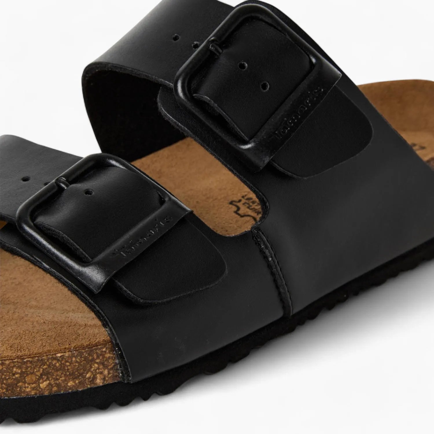 Tamaris Black Double-Strap Sandal – Wide Fit with Cushioned Comfort - Leavys Shoes