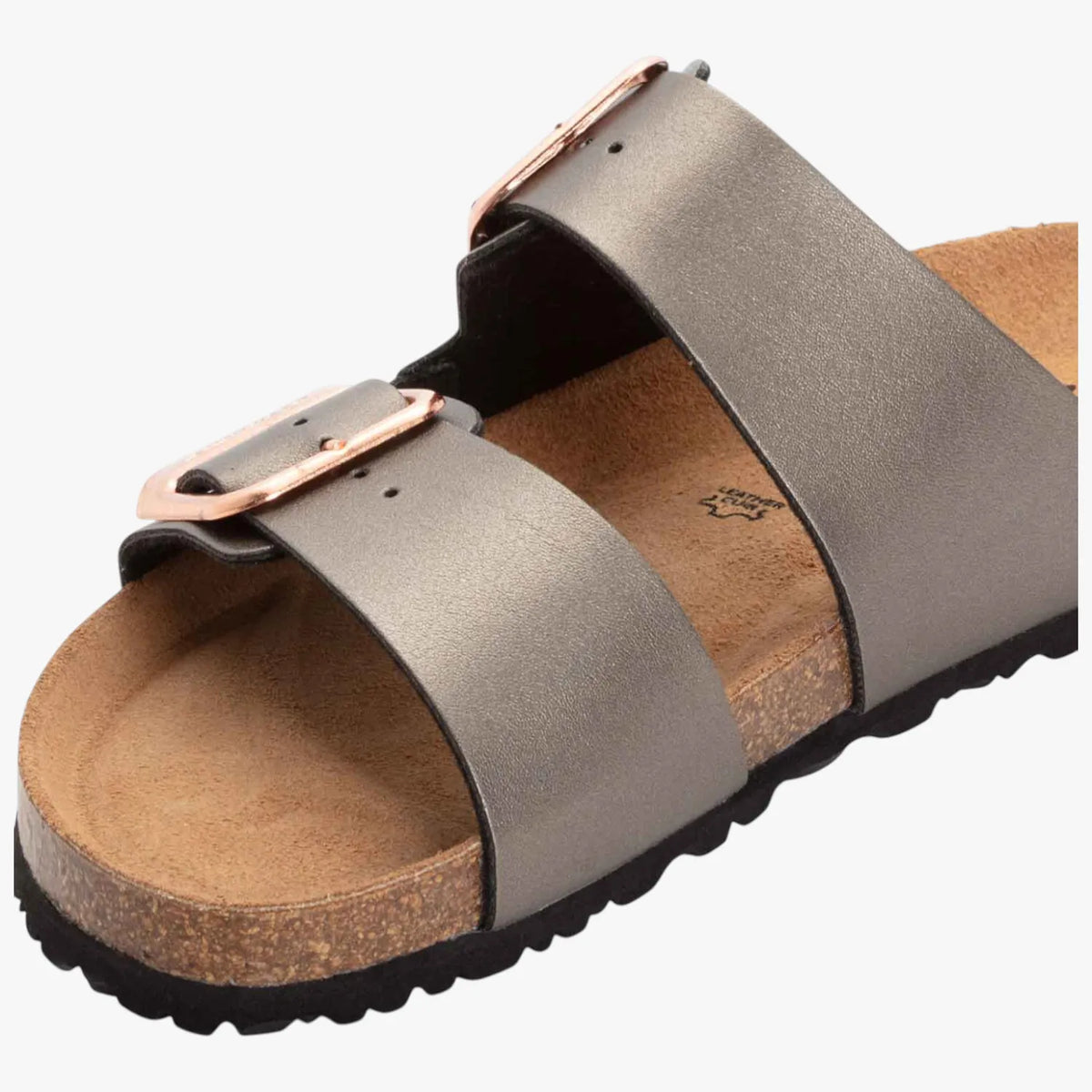 Tamaris Essentials Anthracite Double Buckle Slide