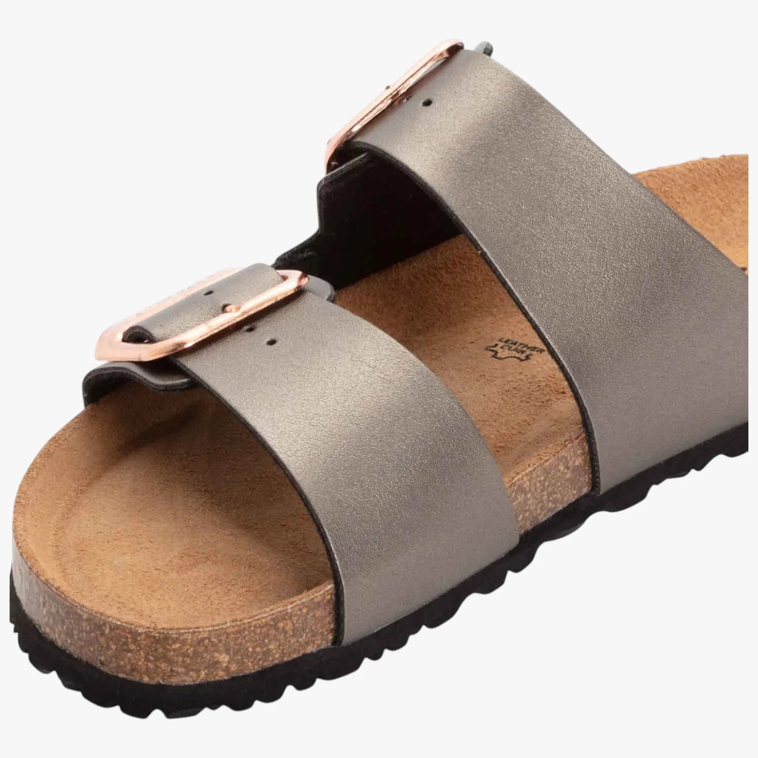 Tamaris Essentials Anthracite Double Buckle Slide