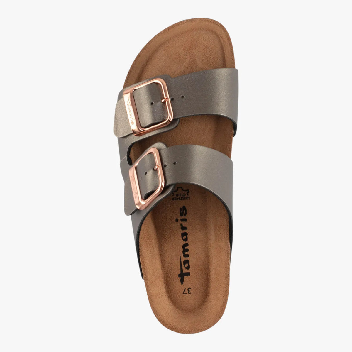 Tamaris Essentials Anthracite Double Buckle Slide