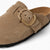 Tamaris Suede Buckle Clogs in Soft Beige with Cork Sole
