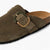 Tamaris Olive Suede Clogs with Buckle & Cork Footbed