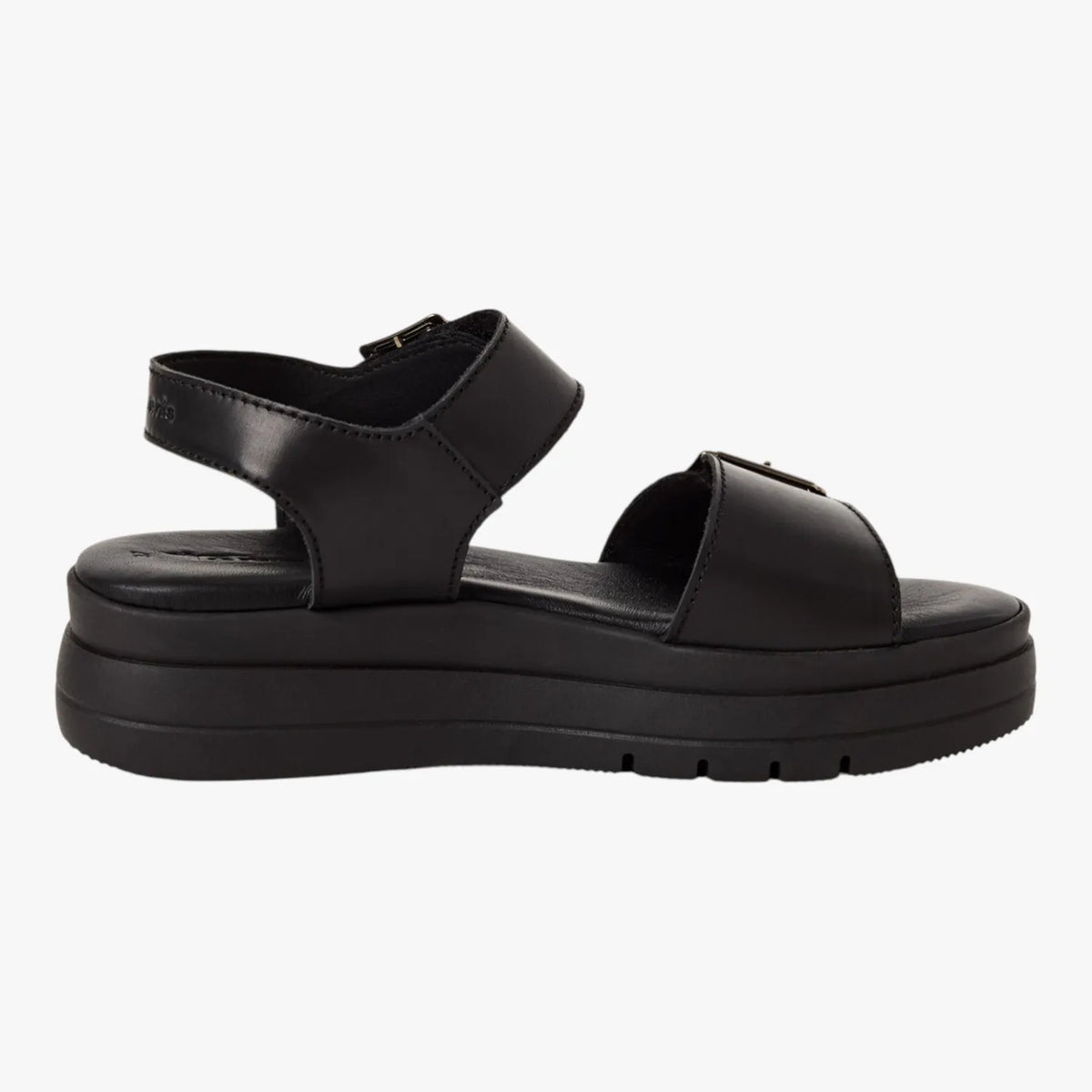 Tamaris Black Leather Platform Sandal