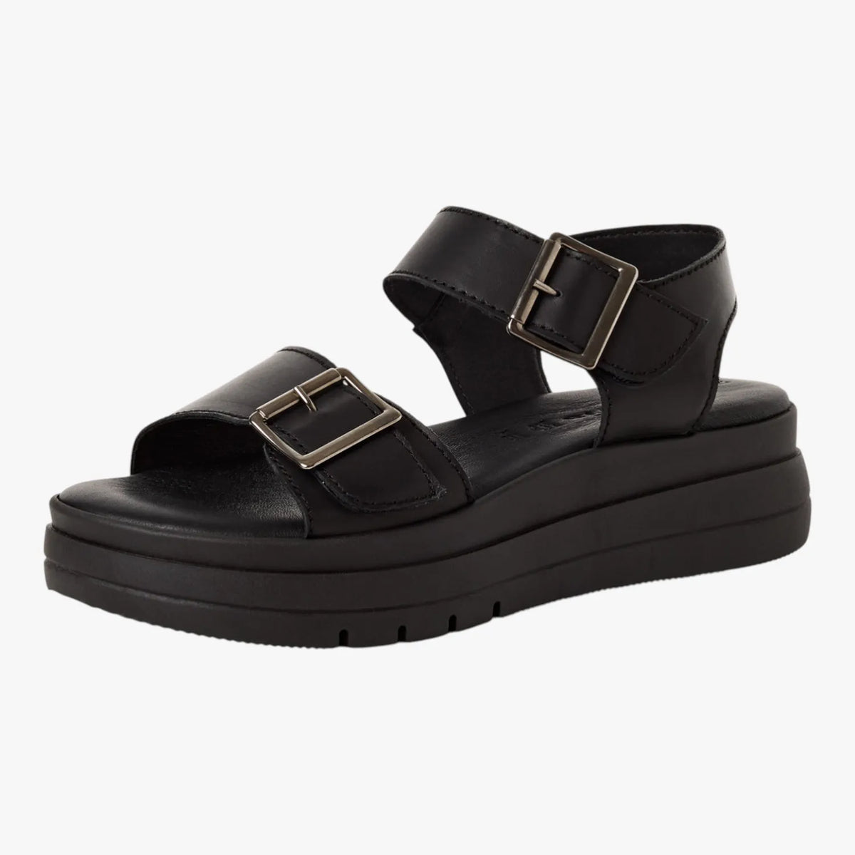 Tamaris Black Leather Platform Sandal