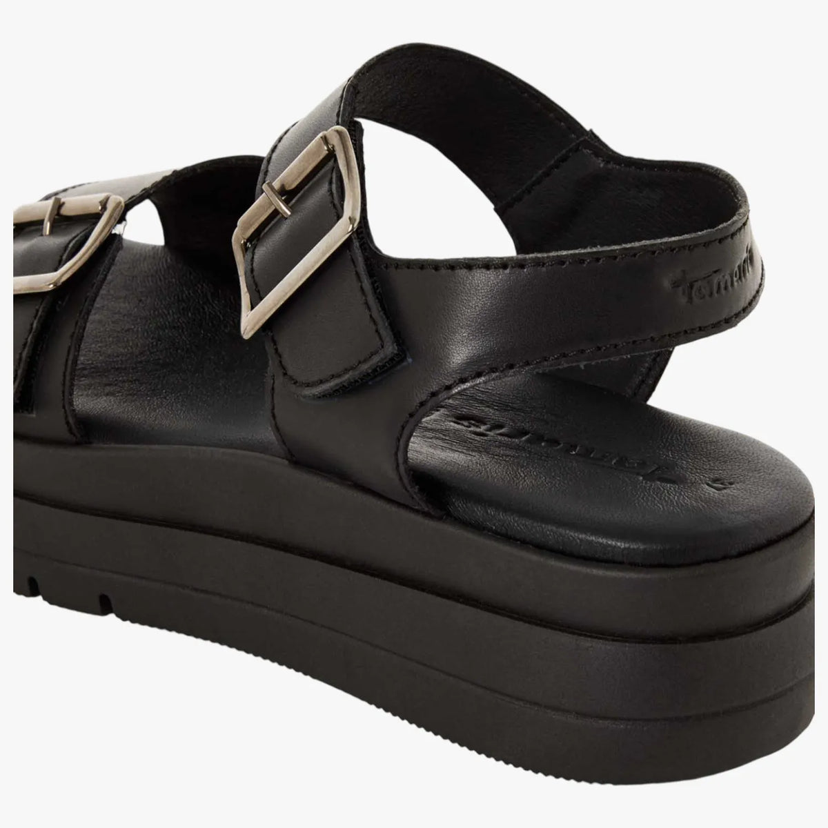 Tamaris Black Leather Platform Sandal