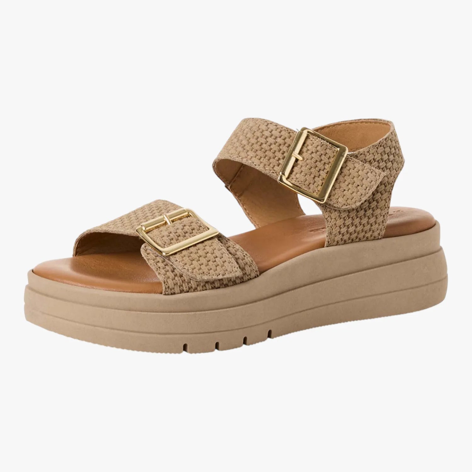 Tamaris Taupe Structured Platform Sandal