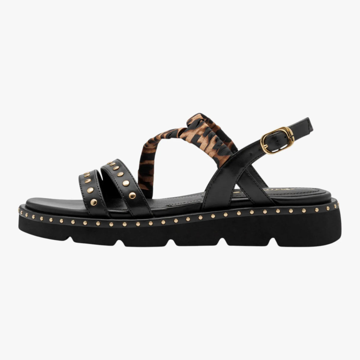 Tamaris Black Comb Studded Sandal